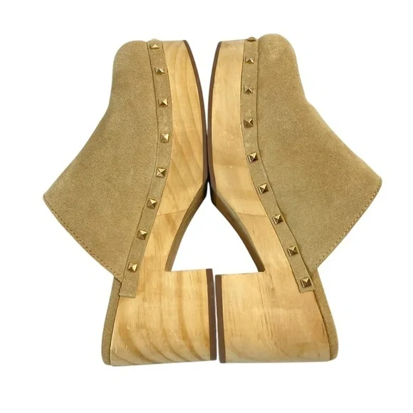 ANTHROPOLOGIE X STEVE MADDEN Brooklyn Clog Taupe Suede Leather Size 7.5 - Picture 6 of 10